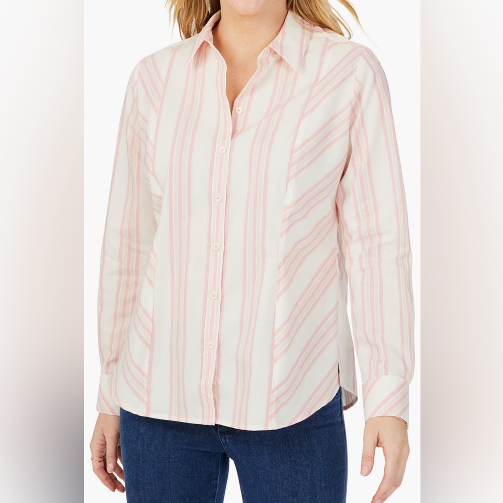Foxcroft Stripe Button Up Shirt. Ladies 12